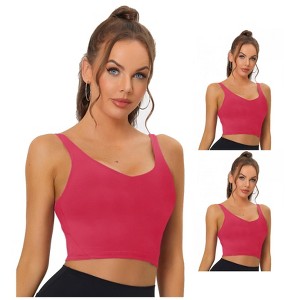 INSPIRE CHIC Women's Workout Fitness Longline Wireless Padded Yoga Sports Bra 3 Packs - 1 of 4