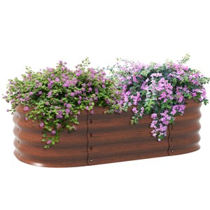SEVOBAL Planters Galvanized Raised Garden Bed Kit, Open Drainage, Easy Set up, for Veggies and Flowers, Brown, 41.25"*24.5"*11.75" - 1 of 4
