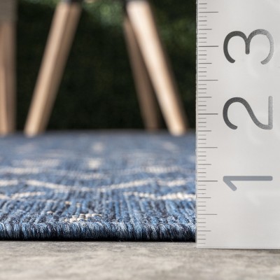Blue Trellis 5x8 Washable Synthetic Indoor/Outdoor Area Rug