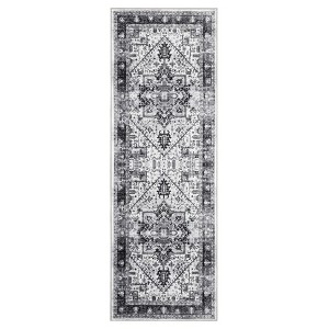 Washable Vintage Floral Medallion Large Rugs for Bedroom Living Room, Non Slip Retro Accent Floor Carpet for Home Office - 1 of 4