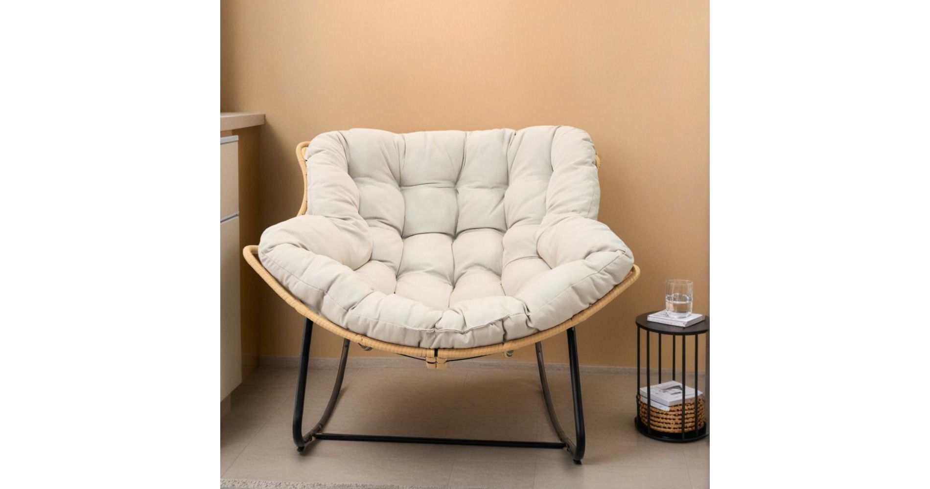 KTMBDW Outdoor Rocking Chair, Modern Cozy Lounge Rocker Chair with Cushion for Balcony Porch Patio