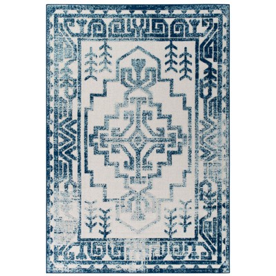Modway Nyssa 5x8 Area Rug – Reflect Collection, Distressed Southwestern Aztec Print for Indoor/Outdoor Decor