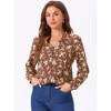 Allegra K Women's Floral Loose V Neck Long Sleeve Button-Up Shirt - image 2 of 4