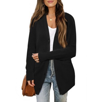 INSPIRE CHIC Women's Long Knit Button Down Open Front with Pockets Casual Spring Fall Winter Cardigan Sweater