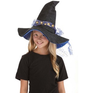 HalloweenCostumes.com One Size Girl Girls' Twilight Witch Hat Halloween Costume Accessory, Black/Blue - 1 of 4