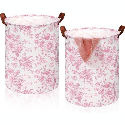 2 Pcs Coquette Bow Laundry Basket Coquette Storage Basket for Girls Nursery Hamper