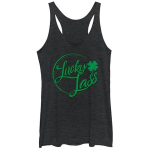 Women's Lost Gods St. Patrick's Day Lucky Lassy Circle Racerback Tank Top - 1 of 3