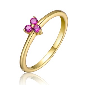 Guili Exquisite 18k Gold Plated Ring with Triple Emerald Red Cubic Zirconia Ð Sparkling, Bold Jewelry with a Rich, Elegant Appeal, Available in Sizes 3, 4, 5, 6, 7, 8 - 1 of 2