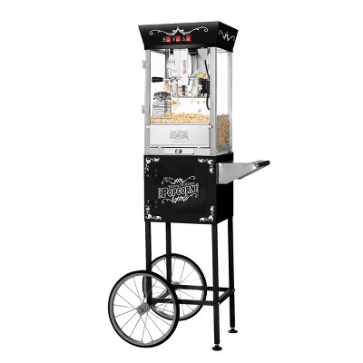 Great Northern Popcorn 8 oz. Matinee Antique Style Popcorn Machine - Electric Popcorn Maker Cart - Black
