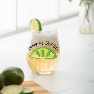 17 OZ Stemless Glass w/Box, Living my Zest Life - 1 of 3