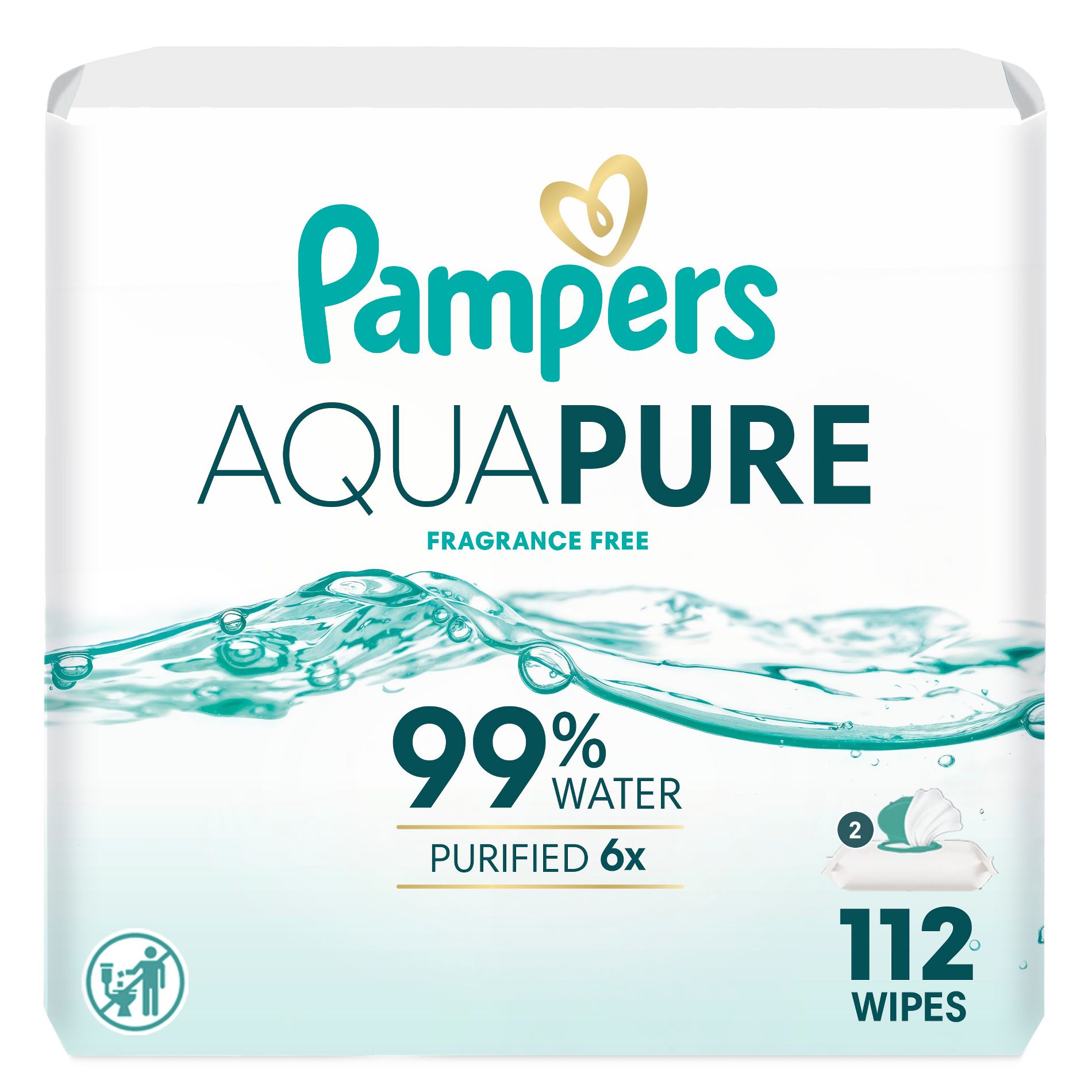 Pampers Aqua Pure Sensitive Baby Wipes - 112ct: Pop-Up Dispenser, Cotton, Ethyl Alcohol-Free