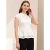 INSPIRE CHIC Women's Mock Neck Cap Sleeve Crochet Lace Peplum Blouse - 4 of 4