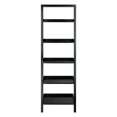 Bellamy Black 69" Wood Leaning Ladder Bookcase