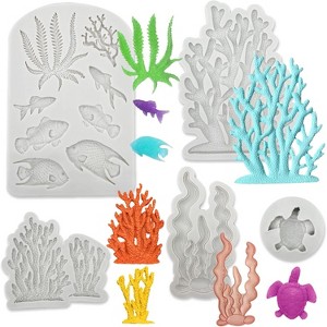 JDICTION 5-Piece Marine Theme Silicone Mold Set, Ocean Creatures for Fondant, Chocolate, Resin Crafts & Cake Decorating - 1 of 4