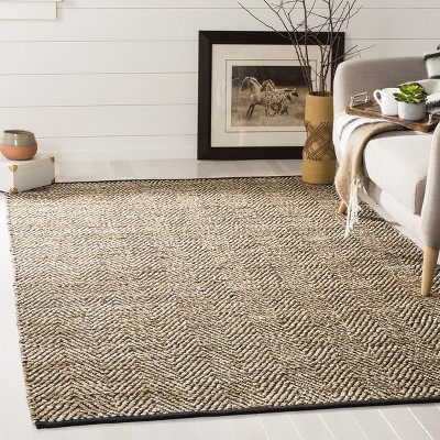 Black and Beige Flat Woven Cowhide Area Rug 8' x 10'