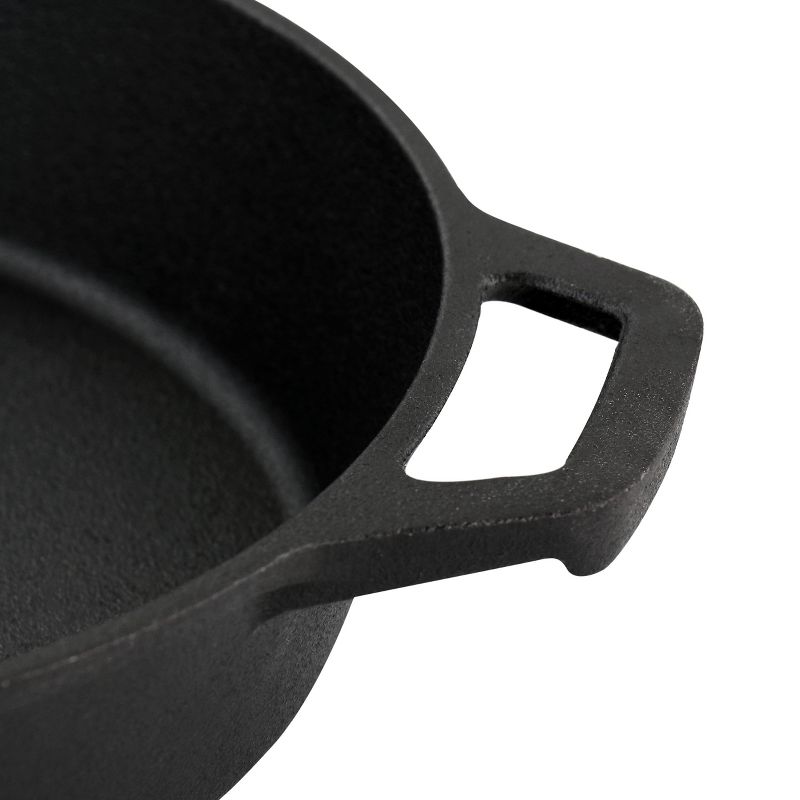 MegaChef Round Preseasoned Cast Iron Frying Pan with Handle in Black, 5 of 7