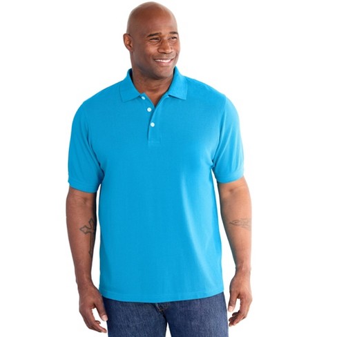 Kingsize Men s Big Tall Shrink less Pique Polo Shirt 3xl Electric Turquoise Target