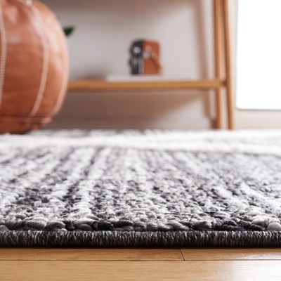 Black and Ivory Square Synthetic Diamond Shag Area Rug