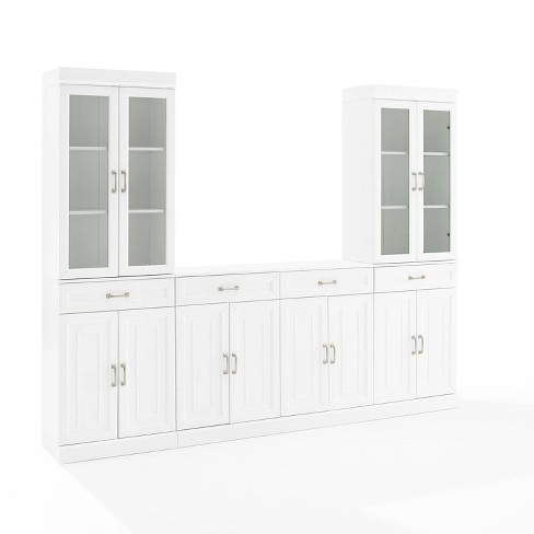 Costway Tall Storage Cabinet Kitchen Pantry Cupboard With Tempered Glass  Doors & Shelves White : Target