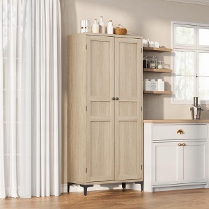 Tall Storage Cabinet, Kitchen Pantry 5 Tier Bathroom Cabinet with 2 Doors Adjustable Shelves - 1 of 4