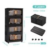 ACEPANO 23.62 in. W 4 Tiers Foldable Plastic Storage Cabinet with Magnetic Door & Wheels-Black - 4 of 4