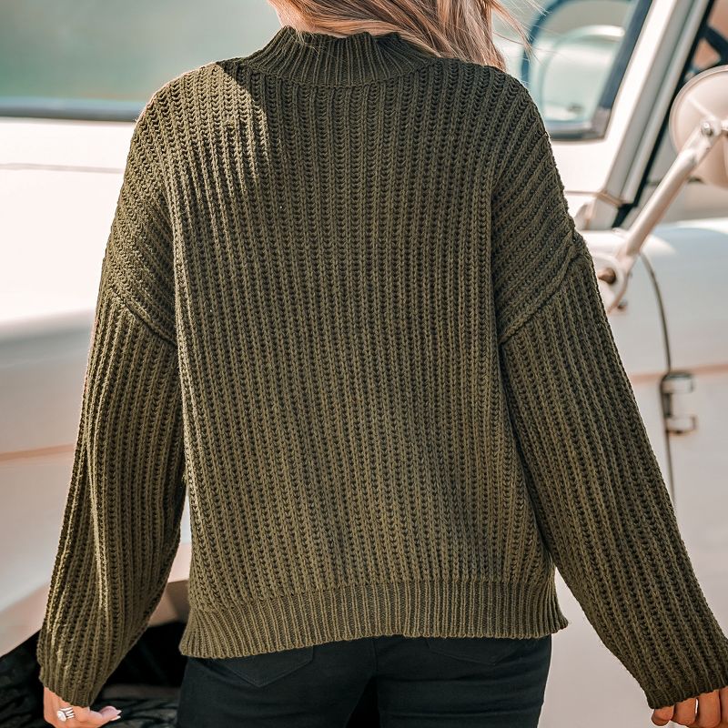 Women's Dark Green Chunky Knit Turtleneck Sweater - Cupshe, 5 of 8