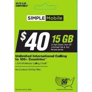 Simple Mobile SPC V1 $40: Domestic Call Plan, Direct Device Delivery - 1 of 1