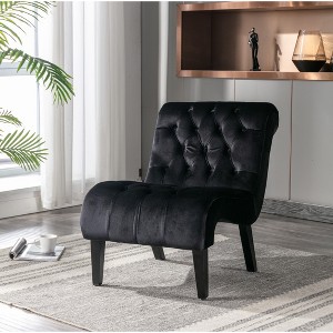 NicBex Modern Ergonomic Accent Chair, Velvet Fabric Recliner Chair with Back and Wood Legs for Living Room, Bedroom - 1 of 4