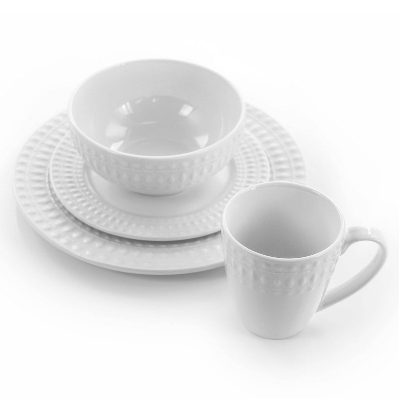 16pc Porcelain Cara Round Dinnerware Set White - Elama, 2 of 8