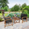 Tangkula 8PCS Patio Conversation Set Outdoor Furniture Set w/ Acacia Wood Frame - 4 of 4