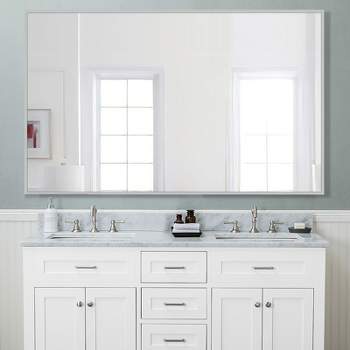 Neutypechic Modern Metal Rectangle Oversized Wall Mirror Bathroom Vanity Mirror