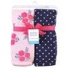 Hudson Baby Infant Girl Silky Plush Blanket, Pink Navy Roses, 30x36 inches - 2 of 2