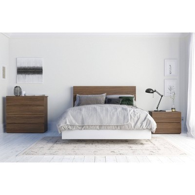 Aerial White Full/Double Floating Platform Bed with Wood Frame