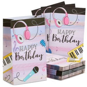 Blue Panda 36 Pack Happy Birthday Music Party Favor Bags for Goodies, Gifts, Treats (Pink, 6 x 3 x 9 In) - 1 of 4