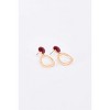 Slickblue Matte Gold Drop Earrings with Red Stone, Imperfect Circle Design, Trendy Statement Jewelry, 1" - 3 of 3