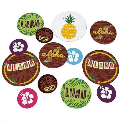Big Dot of Happiness Tiki Luau - Tropical Hawaiian Summer Party Giant Circle Confetti - Party Decorations - Large Confetti 27 Count