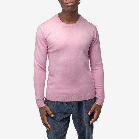 Men's pink crew neck sweater new arrivals