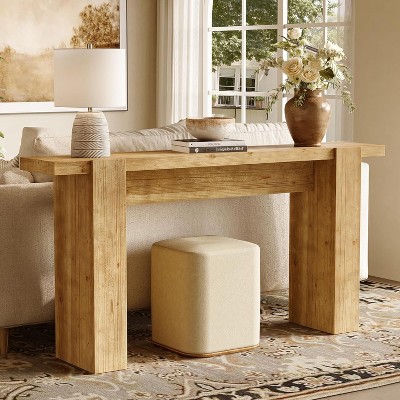 Tribesigns Solid Wood Console Table, 67"Entryway Table with Spacious Tabletop, Long Narrow Sofa Table for Hallway, Living Room, Entrance, Brown