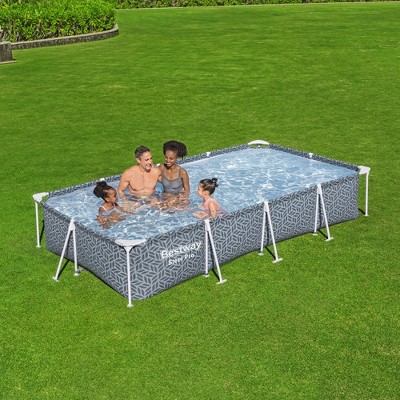 Bestway 12' x 6.5' Gray Steel Frame Rectangular Pool