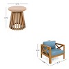 3 PCS Patio Seating Set, 2 Club Armrest Chairs and 1 Round Coffee Table, Acacia Wood Frame Chairs with Polyester Cushion-Coolbibila - 4 of 4