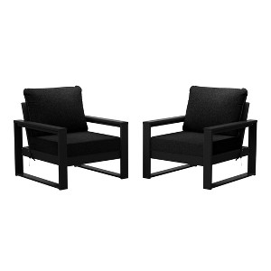 WestinTrends Montara Outdoor Modern HDPE Patio Club Chair with Waterproof Deep Seat Cushions (Set of 2) - 1 of 4