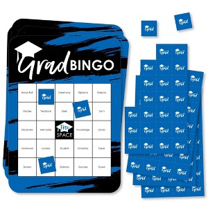 Big Dot of Happiness Blue Grad - Best is Yet to Come - Bingo Cards and Markers - Royal Blue Graduation Party Shaped Bingo Game - Set of 18 - 1 of 4