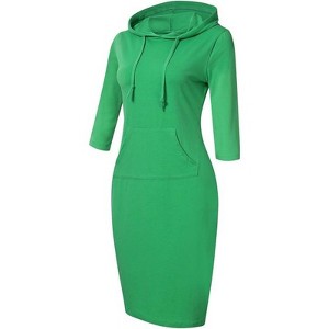 Coolmee Women's Casual Pocket Slim Pullover Maxi Hoodie Dress - 1 of 4