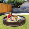 Round Kids Sandbox with Cover, 47in HDPE Outdoor Sand Pit with Corner Seats & Bottom Liner - 2 of 4