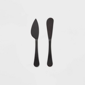 2pk Stainless Steel Cheese Knives Black - Threshold™ - 1 of 3