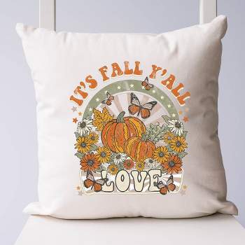 City Creek Prints It's Fall Y'all Love Canvas Pillow Cover - Natural