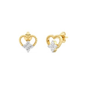 GILDED 1/20, 1/10, 1/5 ct t.w. Lab Grown Diamond Heart Shaped Stud Earrings in 925 Sterling Silver ord 14KT Gold Plated Silver - 1 of 4