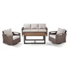 POCASSY Outdoor Patio Furniture Set with Swivel Chairs, All Weather Brown Wicker Outdoor Sofa Set with Metal Coffee Table and Comfort Thick Cushion - 2 of 4