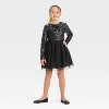 Girls' Long Sleeve Sequin Tulle Skirt Dress - Cat & Jack™ Black - 3 of 3