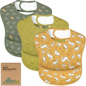 KeaBabies 3pk Presto Baby Bibs Waterproof with Food Catcher, Lightweight Toddler Bibs for Eating - 1 of 4